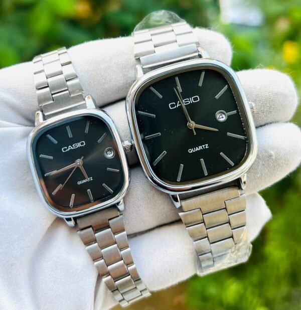 ⁦casio Couple Watches Quartz Classic Black Watch For Men & Women Full Black watch for couples⁩ - الصورة ⁦2⁩