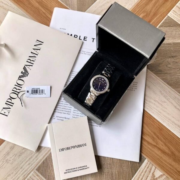 ⁦Emporio Armani Ladies Mia Watch | 32mm | Silver Sunray | AR11630-ORIGINAL⁩ - الصورة ⁦9⁩